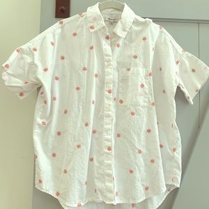 Madewell shirt small pink embroidered flowers